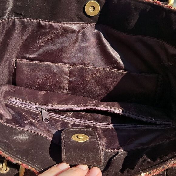 Vera Bradley Tweed Sample Tote Bag – Brown Multicolor, Velvet Handles - Picture 7 of 9